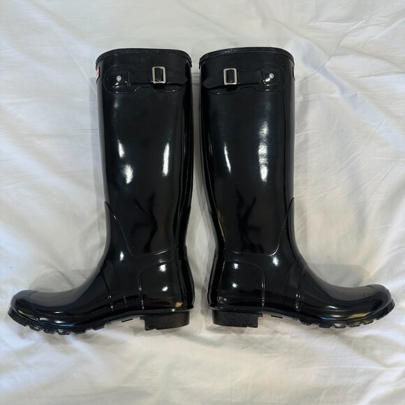 Hunter Womens Original Tall Gloss Rain Boots Black Size US 10 - Picture 4 of 8